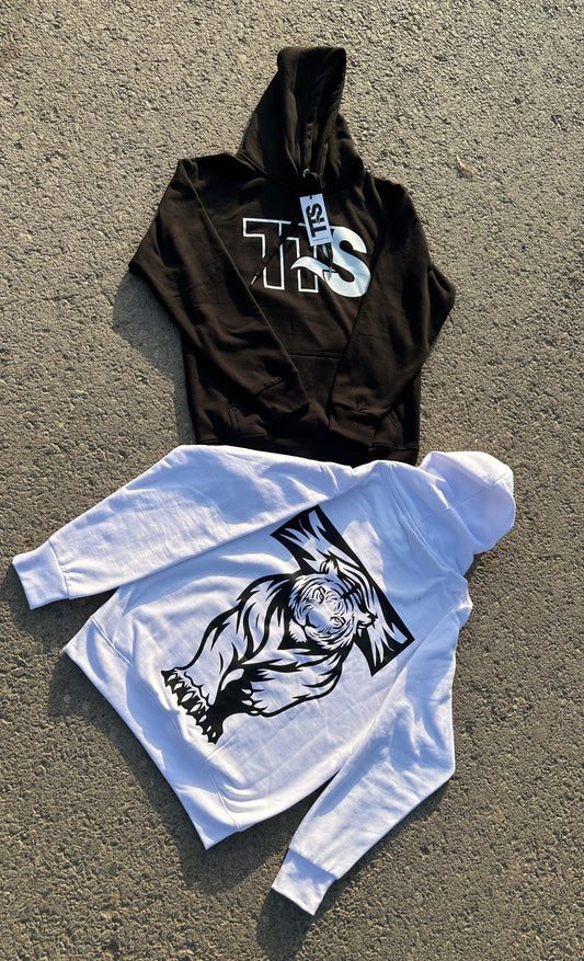 Tiger Track Sports Bold Tiger Hoodie – Black & White Edition