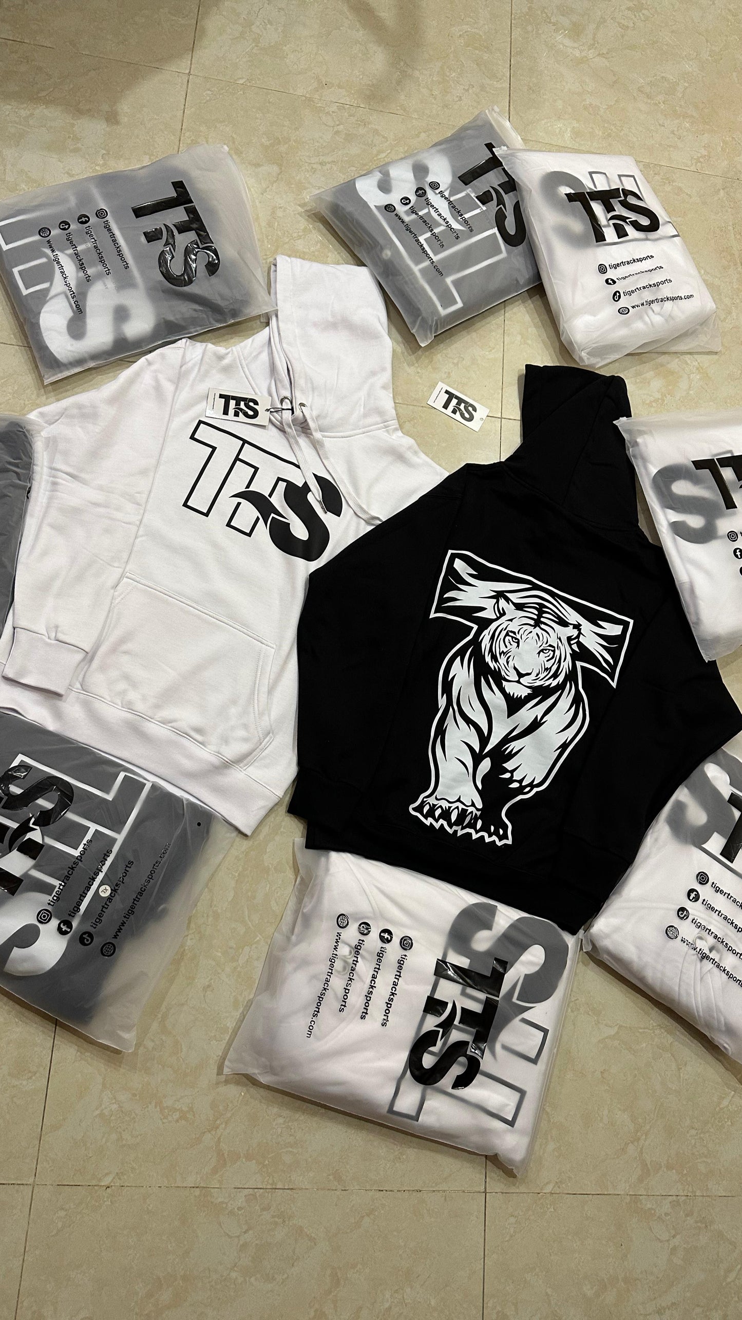 Tiger Track Sports Bold Tiger Hoodie – Black & White Edition